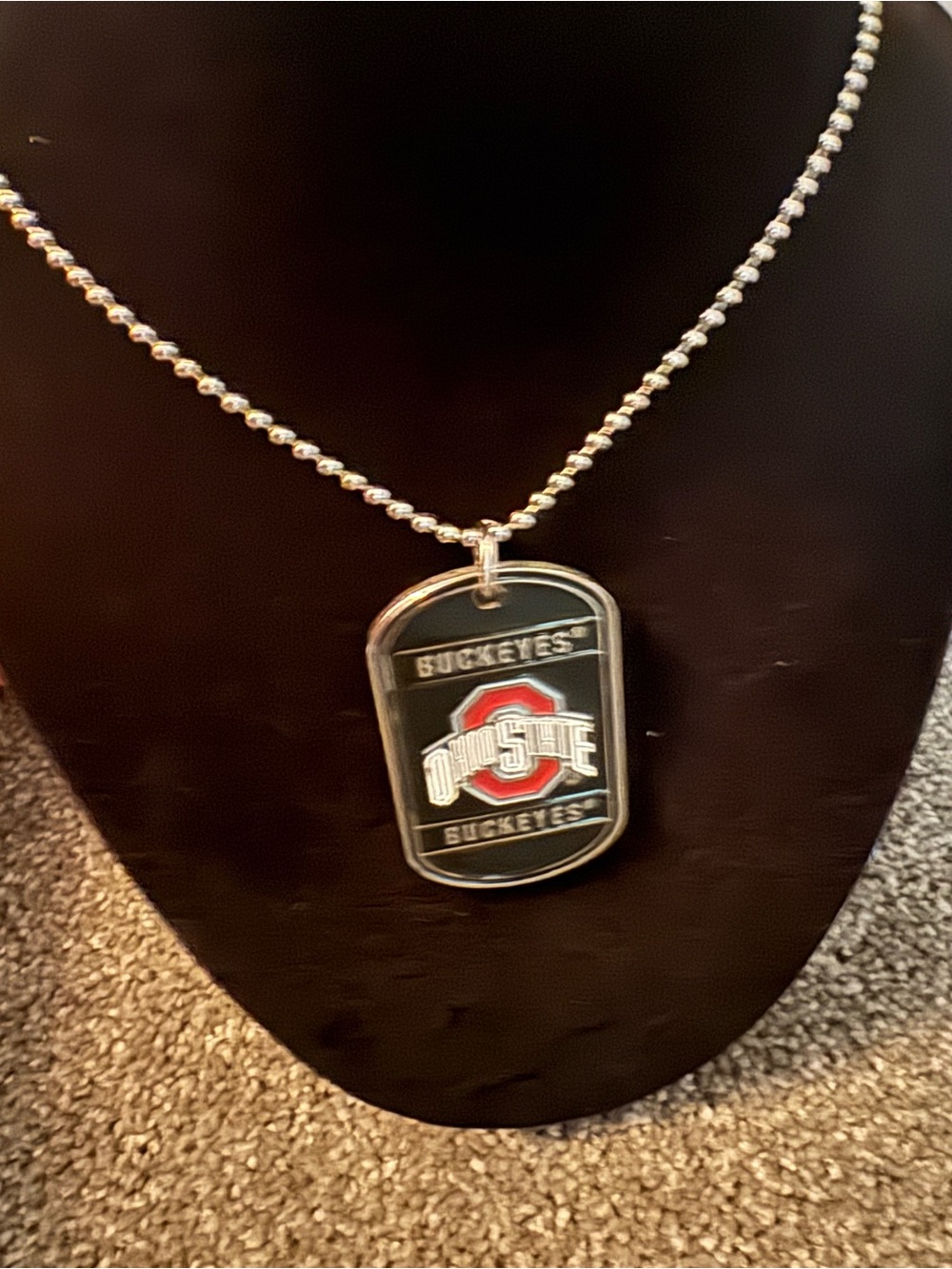 Ohio State Buckeyes Silver & Black Dog Tag Necklace